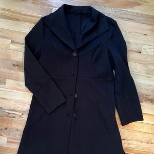 Black Faux Wool Button Down Jacket